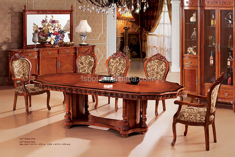 Hot Sale European Solid Wood Antique French Style Oval Dining