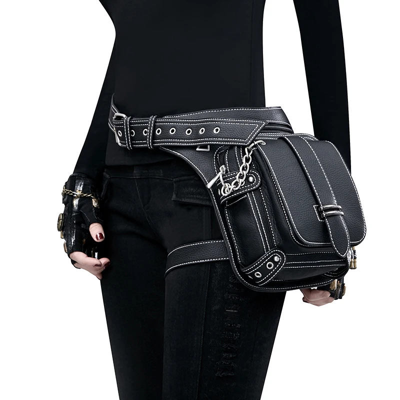 Punk Girl's Black Chain Waist Bag, Fashion Chest Bag For Women, Stylish Belt  Bag For Outdoor - Temu