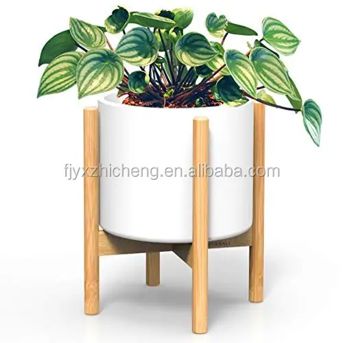 product modern adjustable bamboo flower holder stand eco friendly garden indoor plant pot holder 8 12 inch pots simple classic floor use-6
