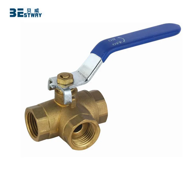 BWVA T Type L Type NPT Brass 3 Way Ball Valve