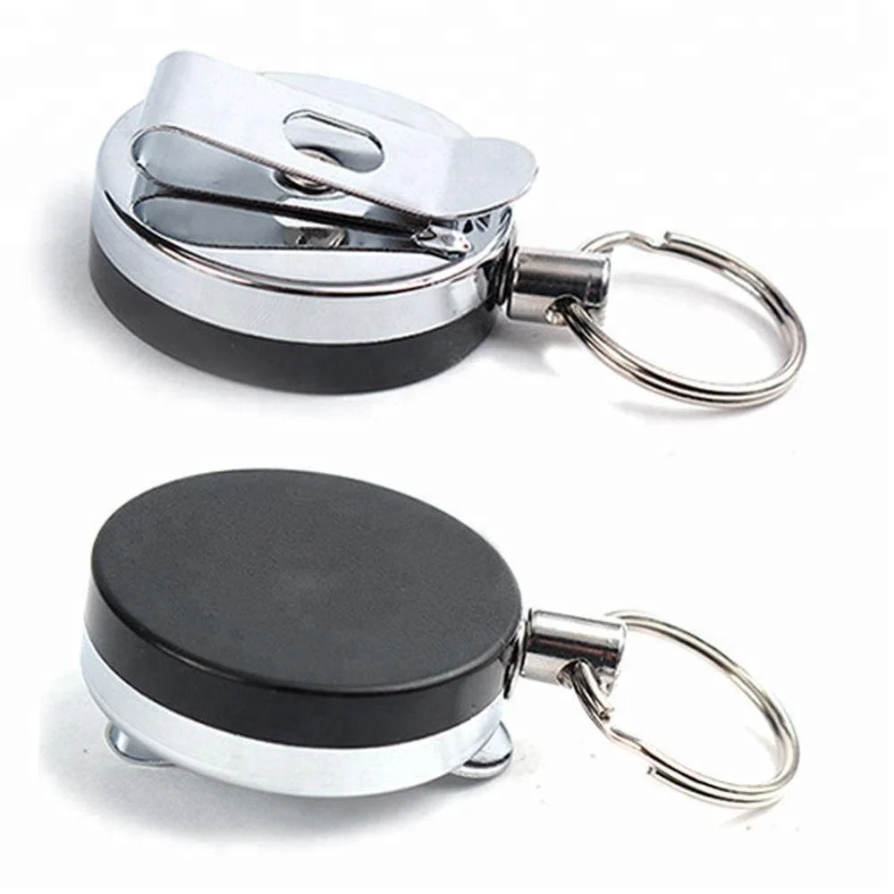 Heavy Duty Retractable Steel Reel Recoil Chain ID Holder Badge Key Ring US 