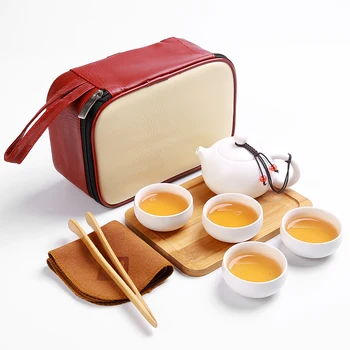 Ceramic Travel Tea Set Portable Porcelain Drinkware Tea Sets With Teapot Ceramic Chinese Kung Fu Tea Pot Set Ceramic