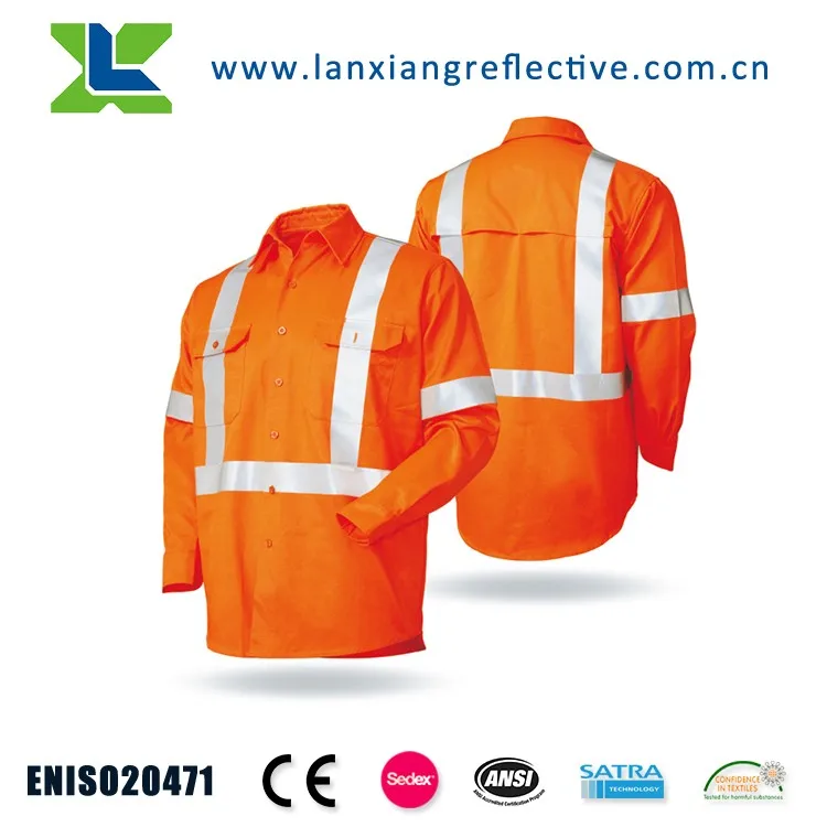 LX806 высоковидимая отражающая рабочая одежда с длинными рукавами Защитная Рубашка