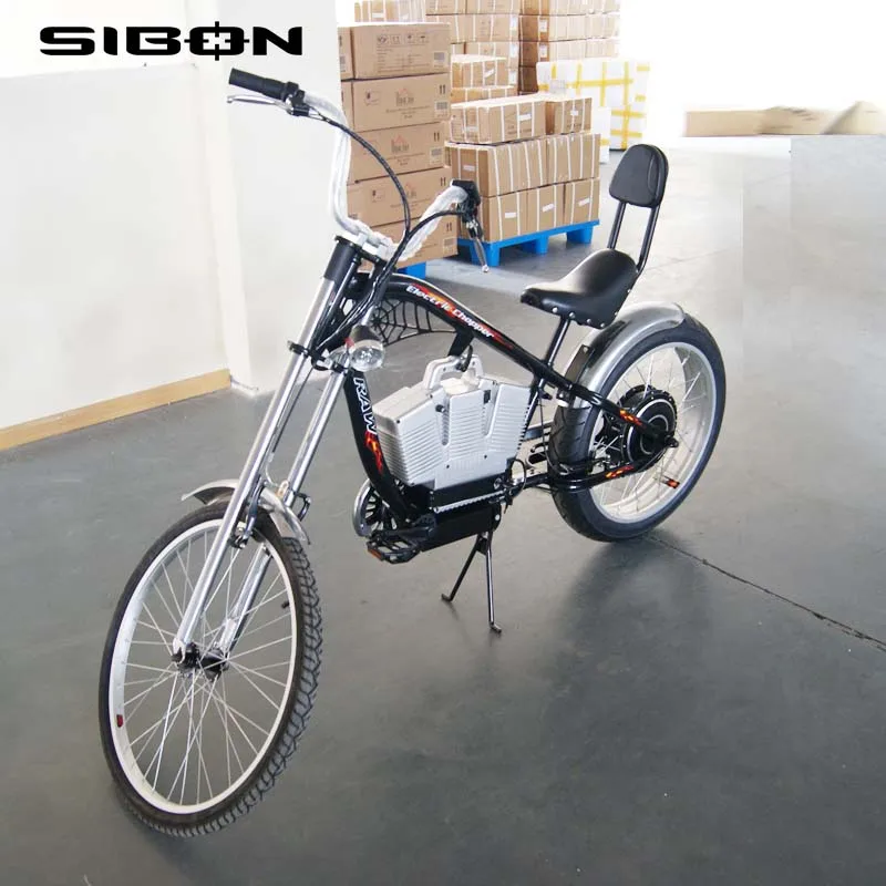 SIBON 36v 500W Brushless Motor Lithium Battery Fat Tire Black Adult Electric Bicycle Chopper