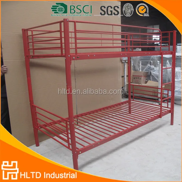 red metal bunk bed