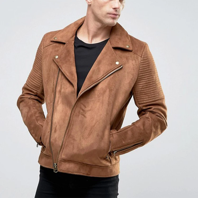mens brown suede biker jacket