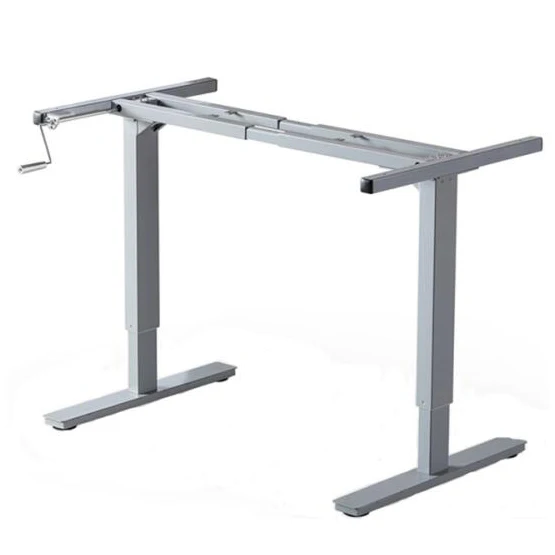Height Adjustable Office Table Frame in 2 Legs with Manual Crank Height Adjustable Laptop Desk Frame