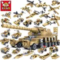 544pcs Brand Compatible Army Series 16 in 1 Super Fire Tank Assembly Transformation Toy Small Particles