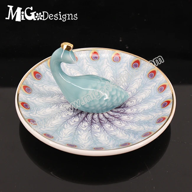 Ceramic ring dish teal blue handmade ring display