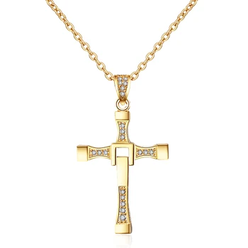 Hengdian Simple Design Religious Jewelry Gold Plated Cross Chain Necklace
