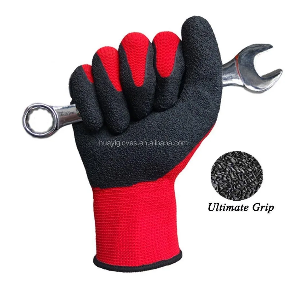 
13Gauge Nylon Liner Black Mechanical Latex Work Gloves Scaffolding Gloves Latex Coated gloves 