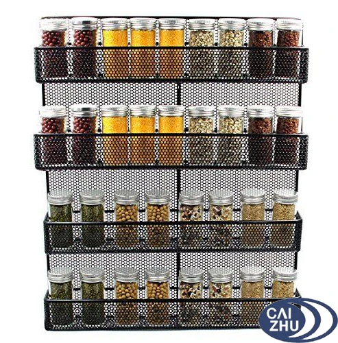 Wire Spice Rack 4 Tier Shelf Storage Wall Mount Kitchen Organizer Large ...