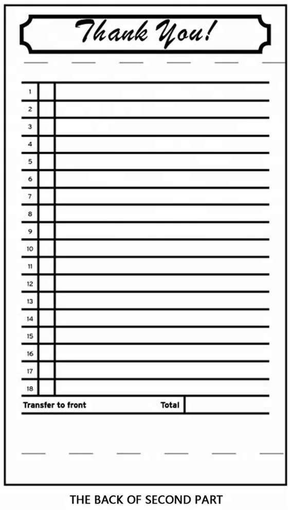 
 FSC paper CT-G4797BK popularity clear copy carbonless guest check with logo  
