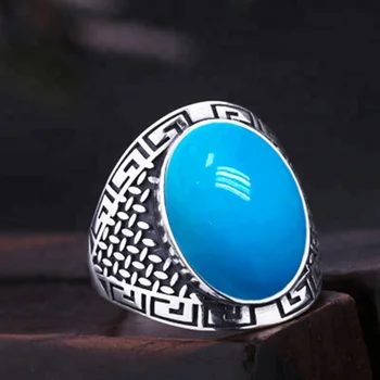 13*17MM S925 Sterling Silver Retro Female Empty Tray Inlay Beeswax Turquoise Ring Diy Blank Ring