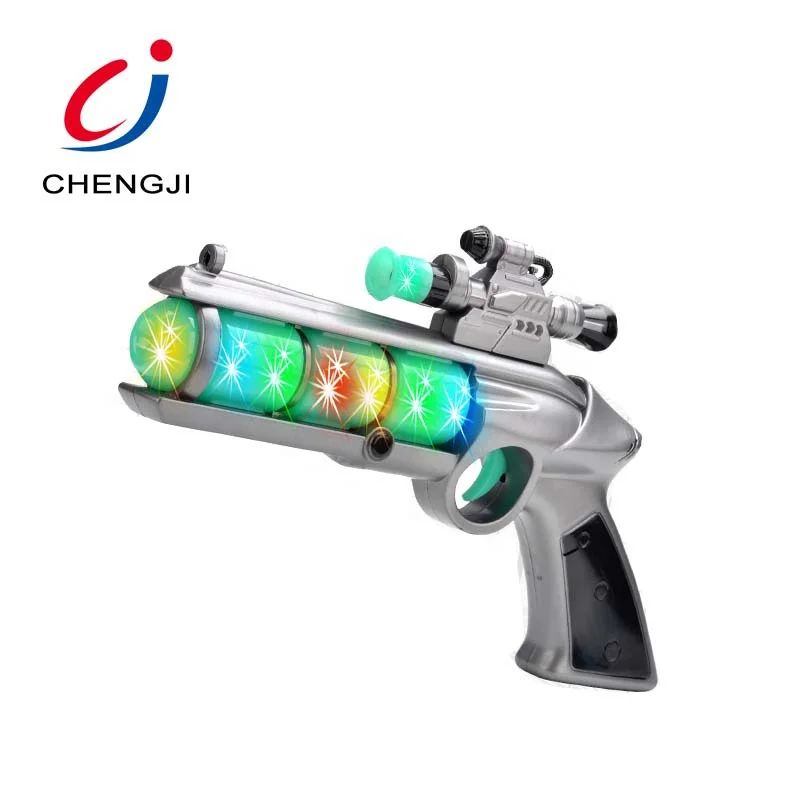 Battery Operated Plastic Flashing Laser Projection Space Blaster Gun Toy Light and Sound