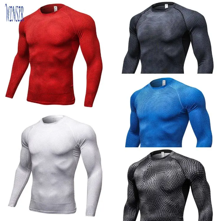 Custom Men Gym Snake Texture Breathable Compression Shirt