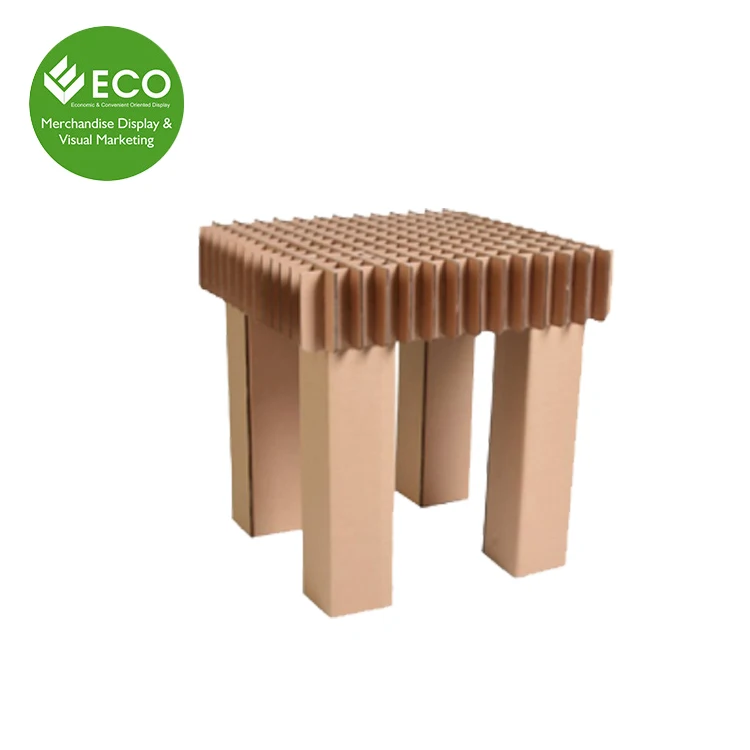 Eco-friendly Custom-Size Modern Style Stable Foldable Cardboard Corrugated Sheet Furniture Stool