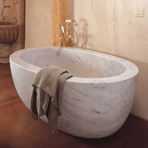 现代设计天然石材独立式大理石浴缸
