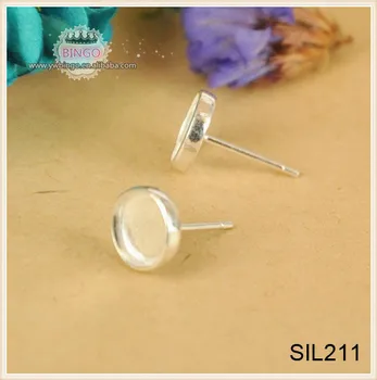 Solid Sterling Silver 8mm Earring Settings, wholesale price