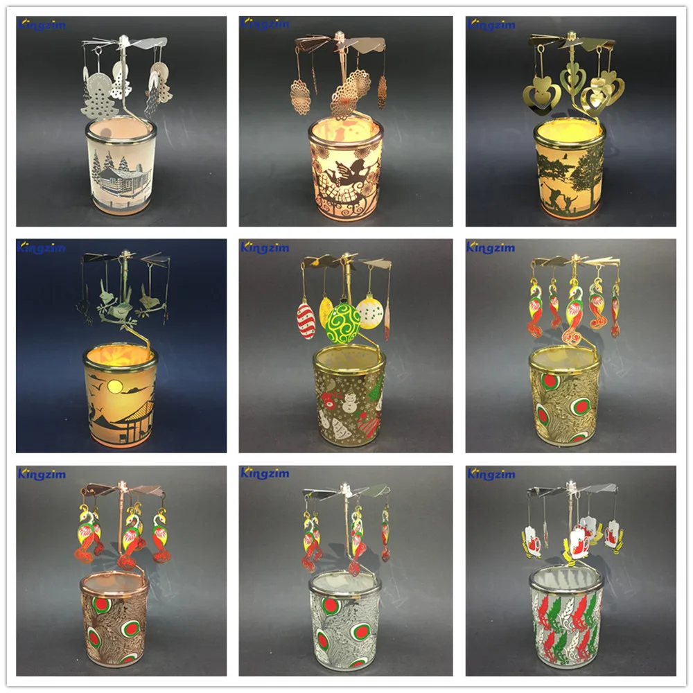 Wholesale Customized Spinning Rotating Maple Leaf Carousel Tealight Candle Holders for Wedding Gift