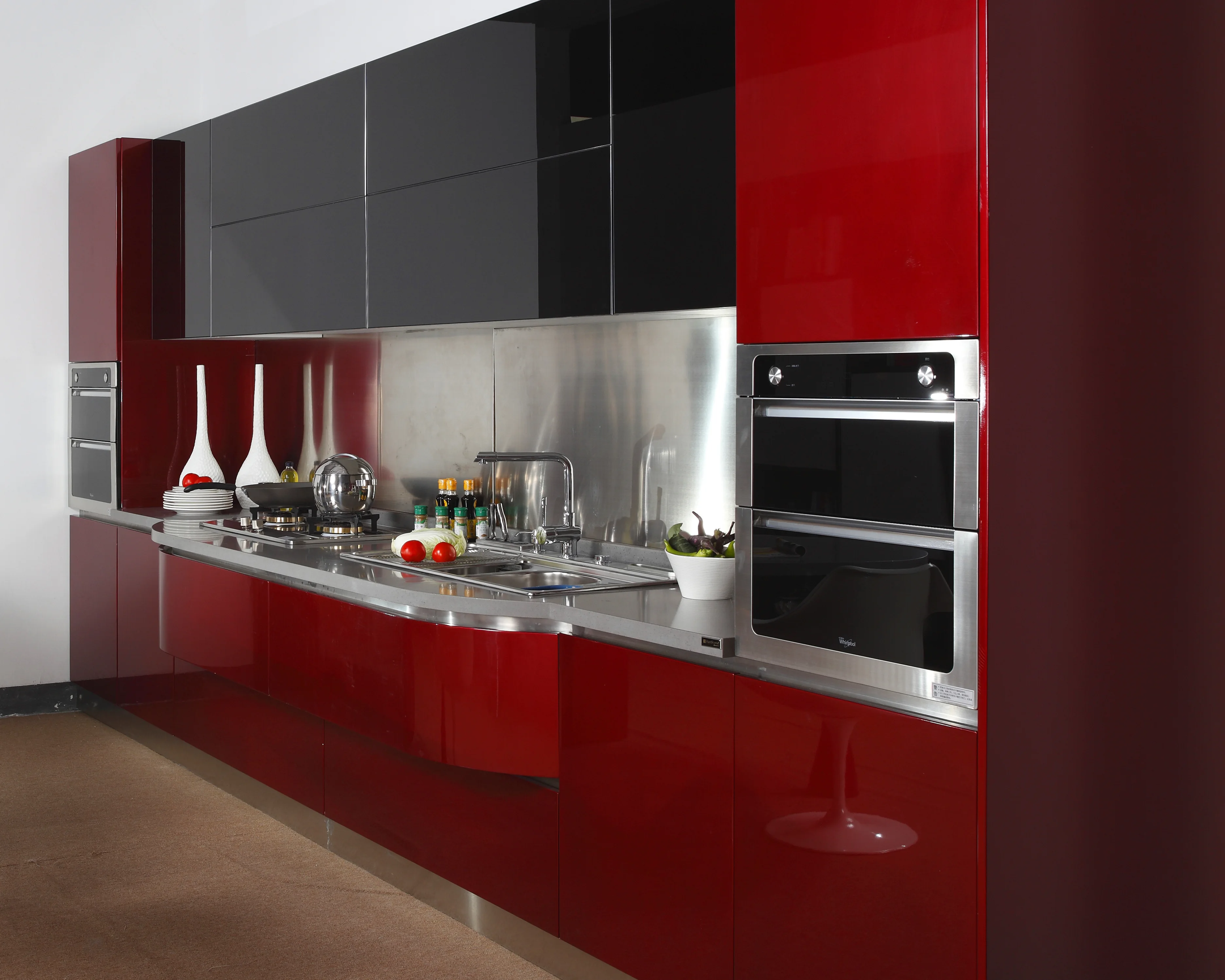 2023 New Arrivals Modern Design Red Shining Lacquer Kitchen Cabinet with Dish  Rack - China Kitchen Cabinet, Modular Kitchen Cabinet