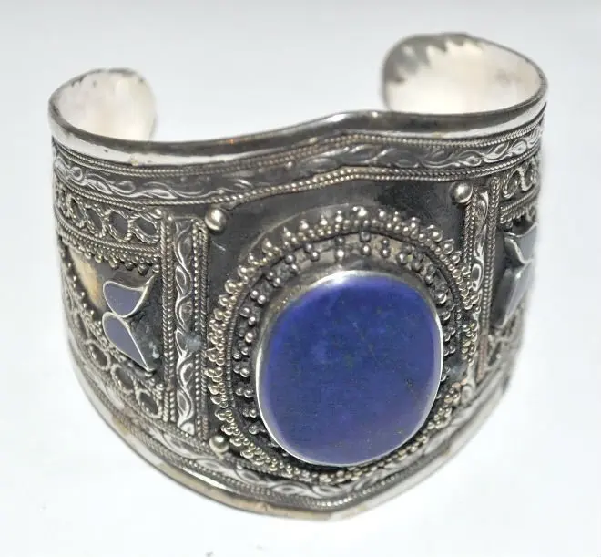 FU 1 pc lapis lazuli Afghan tribal jewellery handcuff bracelet from Afghanistan 