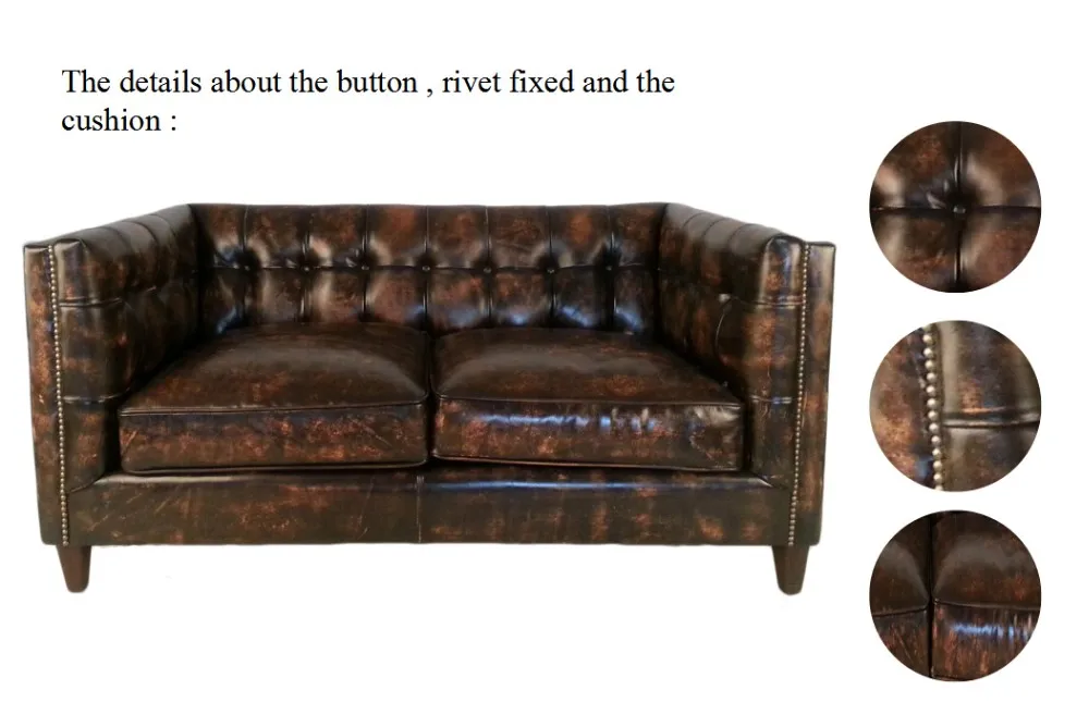 Vintage On Stud Distressed Leather Sofa For Livingroom Distressed Leather Sofa For Livingroom