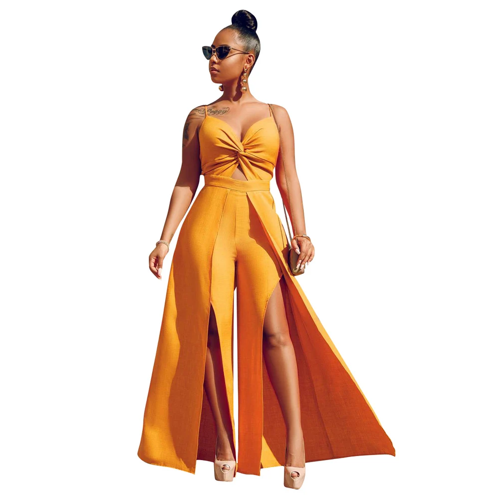 wide split leg jumpsuit