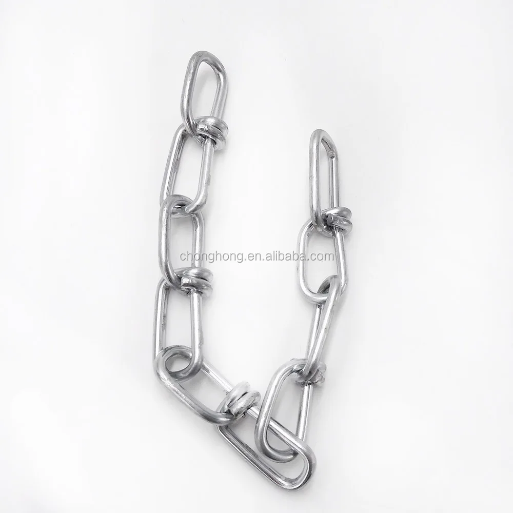 1mm Diameter Galvanized Double Loop Link Chain DIN5686 Weldless Knotted Link Chain 316 Stainless Steel Link Chain