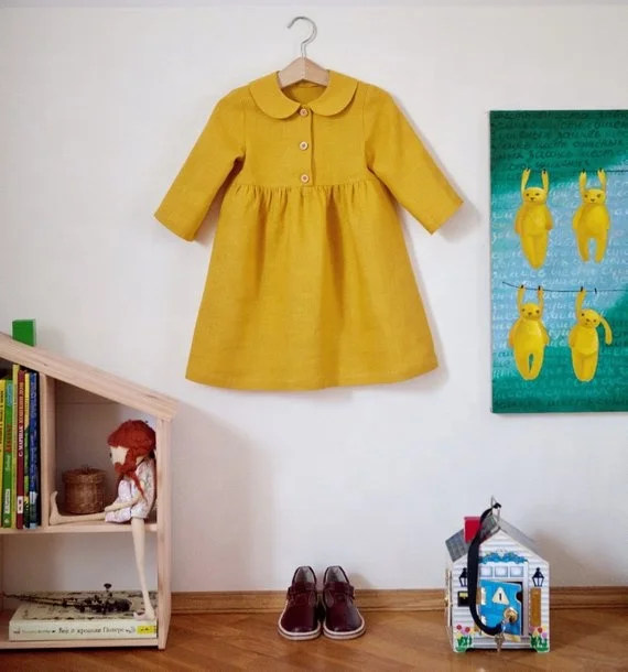 Лидер продаж весеннее платье для девочек из 100% льна с оборками и