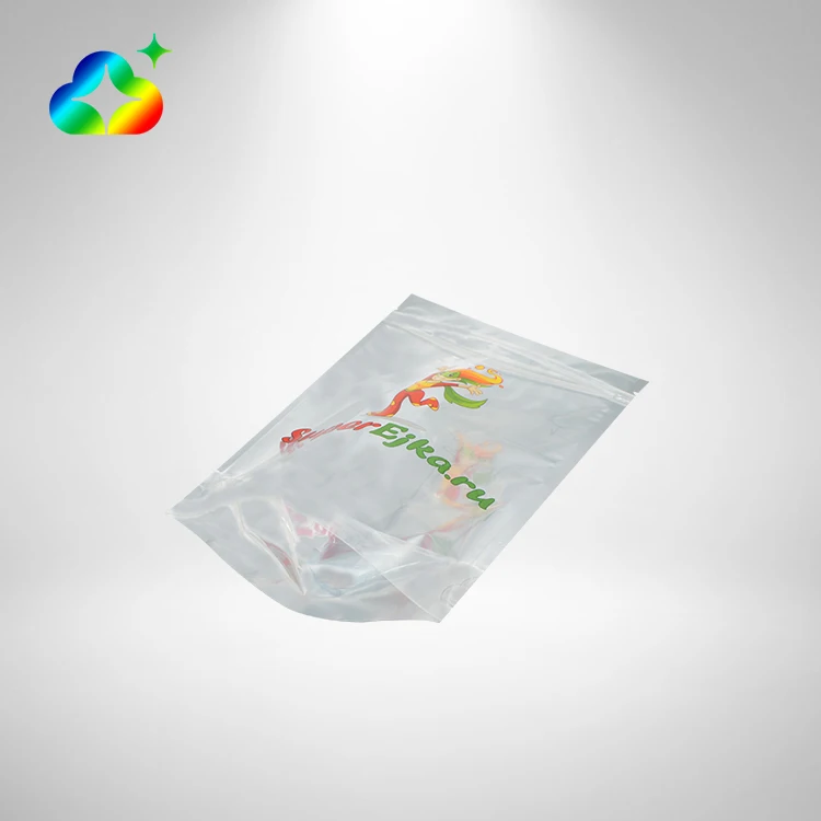Logo Size Custom Printed Smell Proof Recyclable Packaging Bags Clear Plastic Stand up Pouches With Zipper for Food Snack Liquid