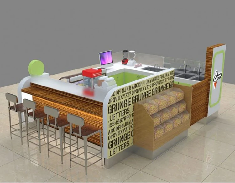High Quality Coffee Bubble Tea Ice Cream Kiosk and Cafe Display Counter Design for Sale