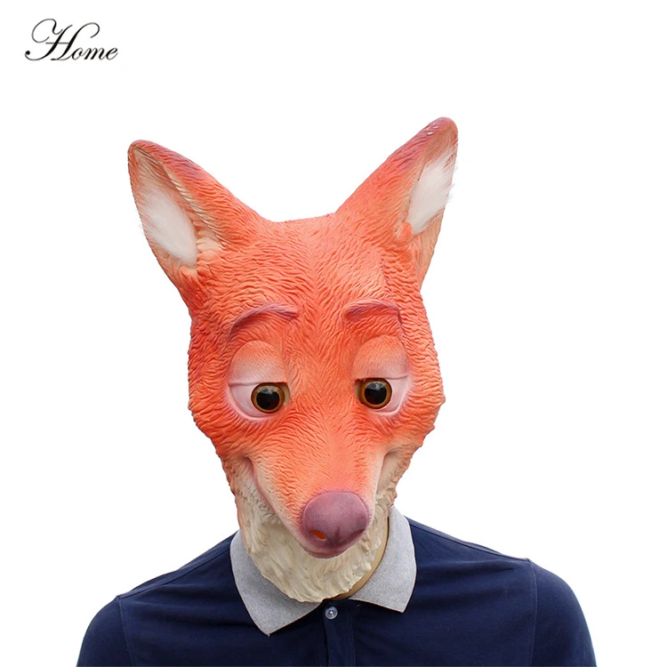 HOME Brand Nick Zootopia Fox Mask Realistic Latex Adult Unisex Halloween Head Mask with Custom Logo Option