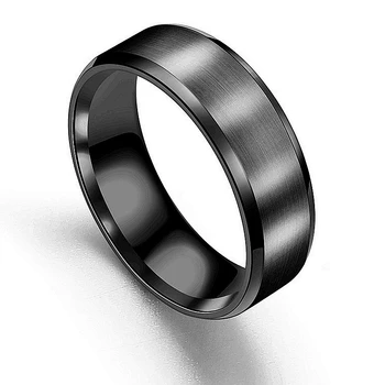 8MM Fashion Titanium Black Plated wholesale Mens Ring