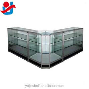 Black Shop Used Aluminium Frame Glass Showcase Counter, Retail Display Counters