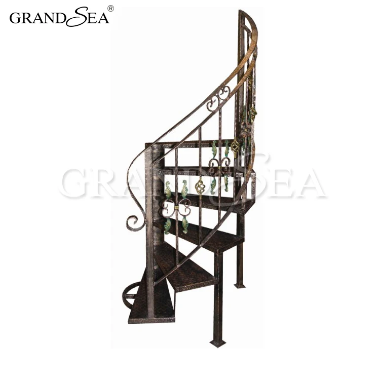 New Design Black Color  Metal Curved Stair Railing Kits  Price for Interior