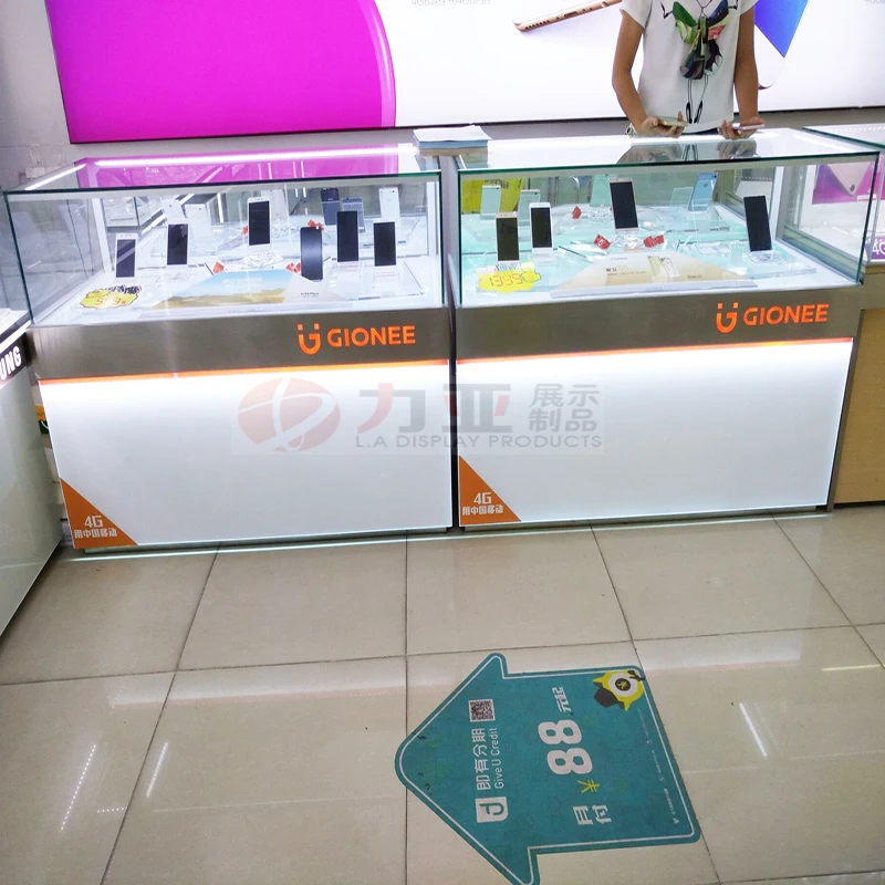 Factory Custom Cell Phone Display Cabinet showcase Mobile Phone Led Lighting Counter showcase