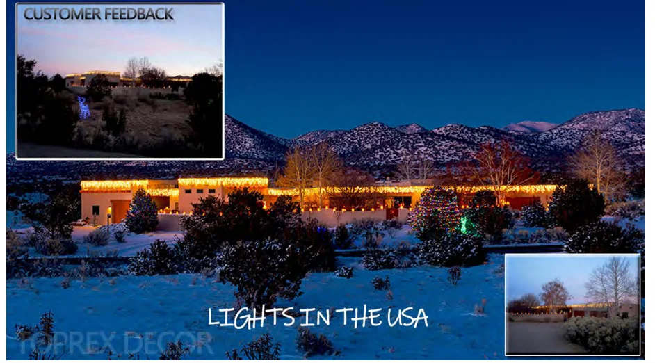 Outdoor Ip44 Light Chain Led Icicle Shaped Custom Length Christmas