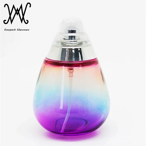 100ml Flat Oval Round Shape Light pink Glass Perfume Bottle With Mist Sprayer