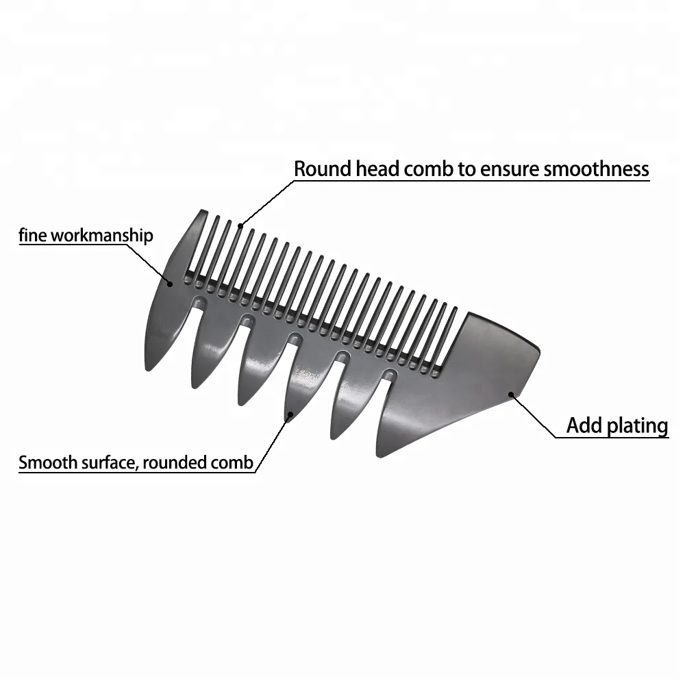 Electroplating Smooth Surface Beard Men Pocket Comb Metal Double Side Wide BigTooth Comb