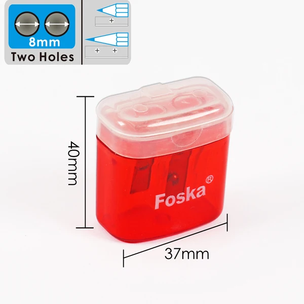 
Прозрачная цветная пластиковая точилка для карандашей с двумя отверстиями для школы и детей 