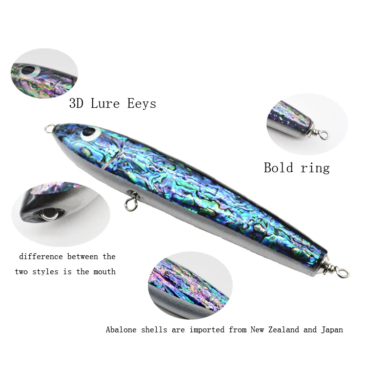 Wodden Tuna Hard Pencil Fishing Lure with Real Abalone Shell - China  Fishing Tackle and Fishing price