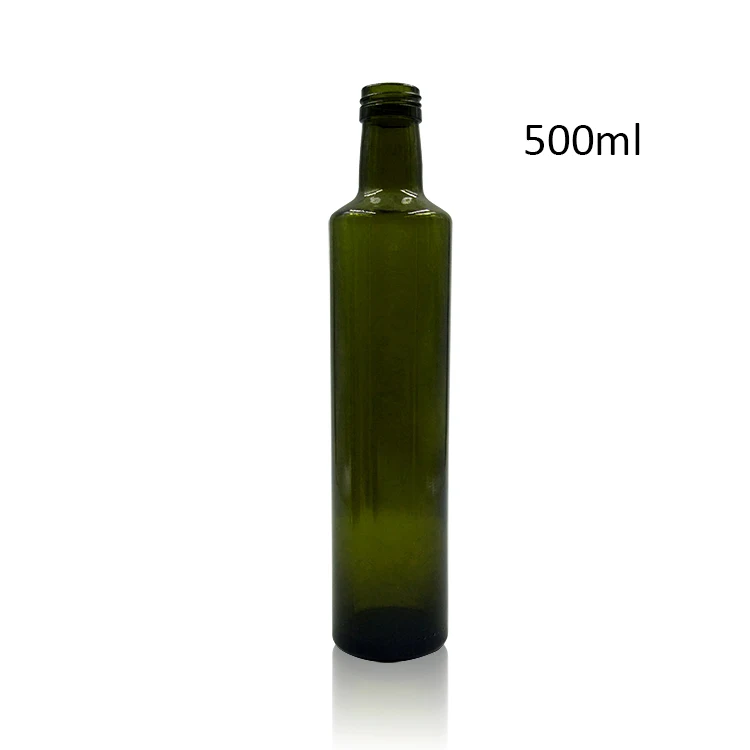100ml 250ml 500ml 750ml Round Antique Green Glass Oil and Vinegar Bottle Set