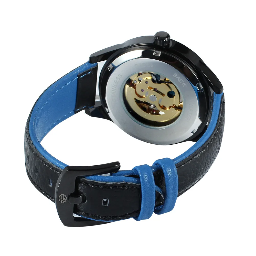 Made in China Factory New Design Skeleton Hand Wrist Watch Relogio Masculino Leather Strap Automatic Mechanical Movement Watches