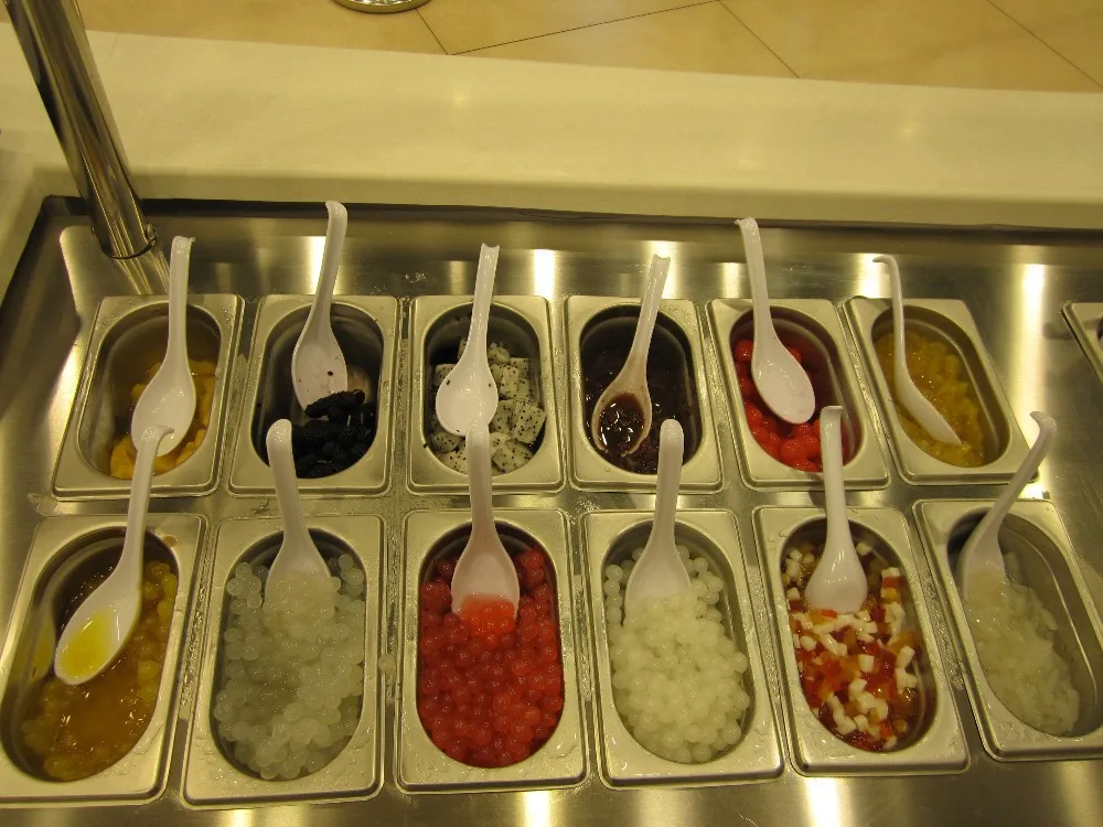 Refrigerator for Topping Display Cabinet Ice Cream Topping to Mix Frozen Yogurt