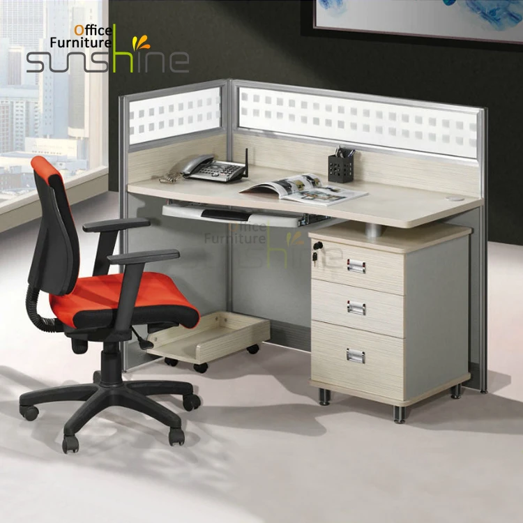 HT-PW02 Office Furniture Staff Use Deal Pine Color Aluminium Partition Cheap Low Price Computer Desk