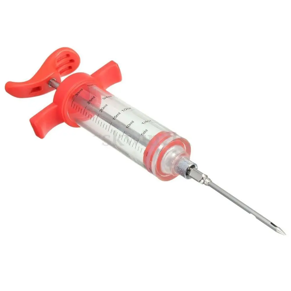 Stainless Steel Turkey Meat Injector Needle Chicken Food Syringe BBQ Cooking Set 