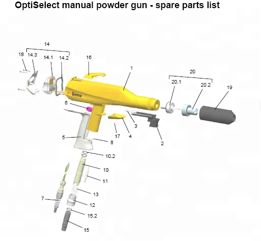 Порядок правильного подключение пистолета порошковой покраски Ручной пистолет для порошкового покрытия Gema optiselect Alibaba.com