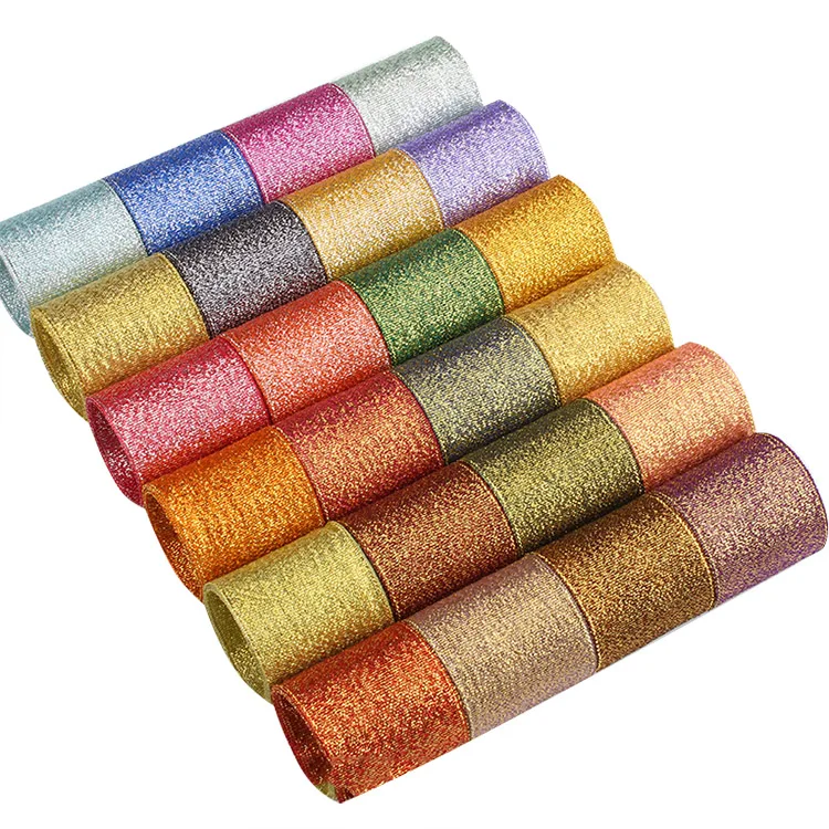 Оптовая продажа рождественские конфеты подарочная упаковочная лента 1 5 дюймовая цветная блестящая металлическая