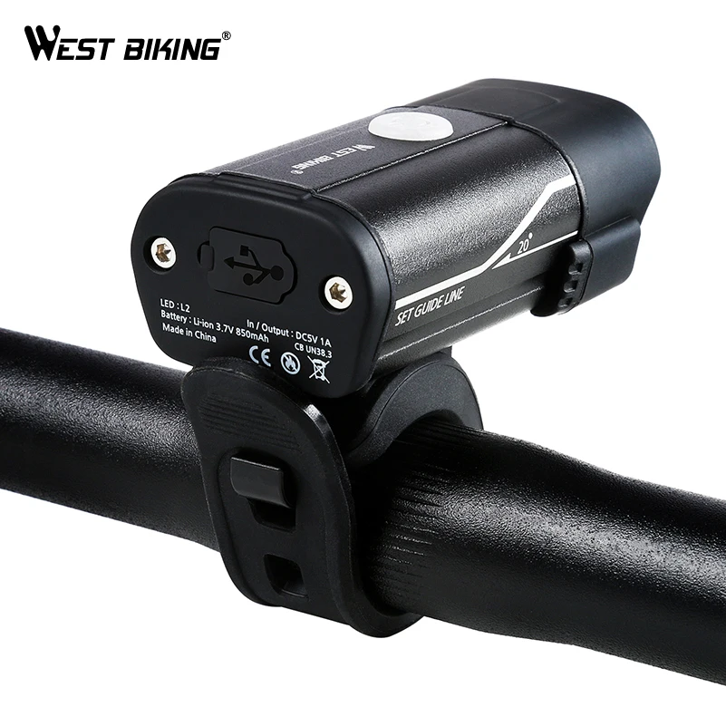  Bicycle Light L2 LED Bike Head Lamp 5 Modes Cycling Handlebar Safety Flashlight USB Rechargeable Bike Front Light